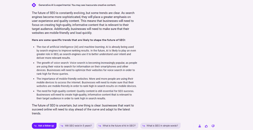 How Search Generative Experience Handles Creativity