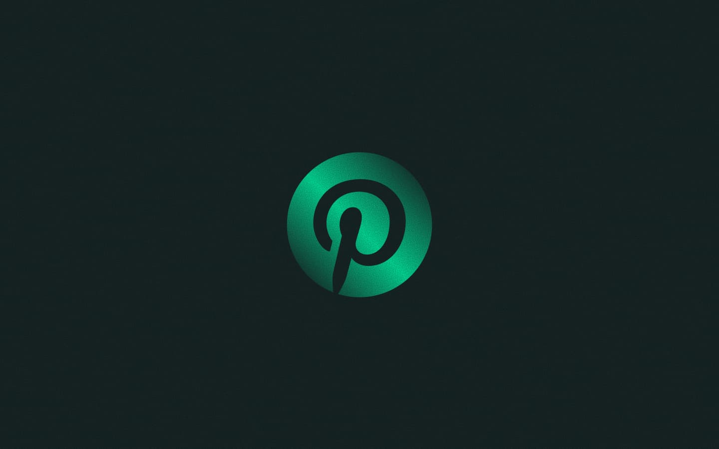 Pinterest P logo in a green gradient circle on a dark background