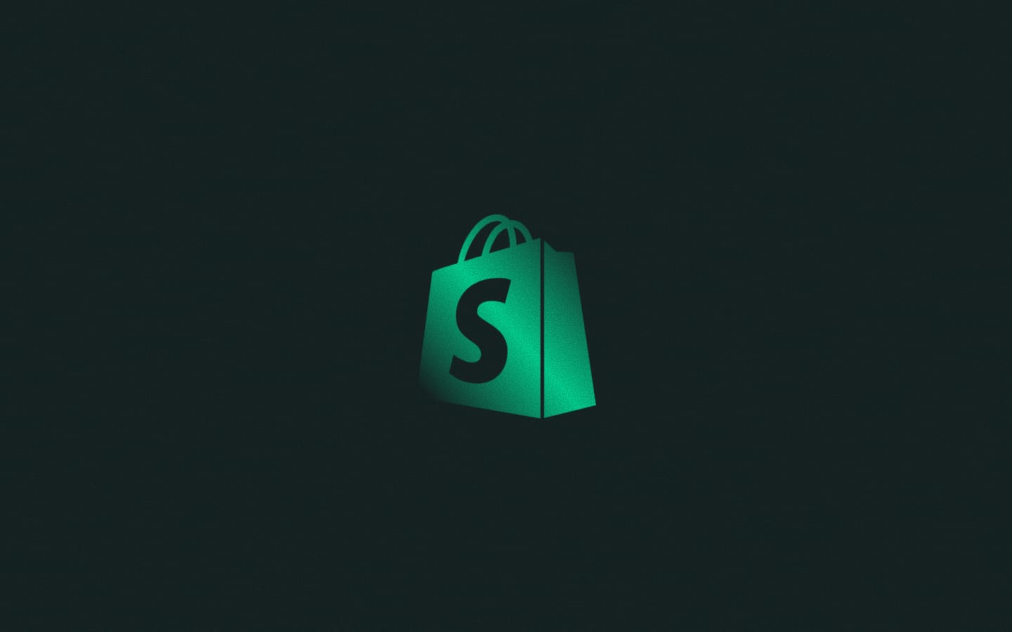 Shopify shopping-bag logo with letter S in green on a dark background