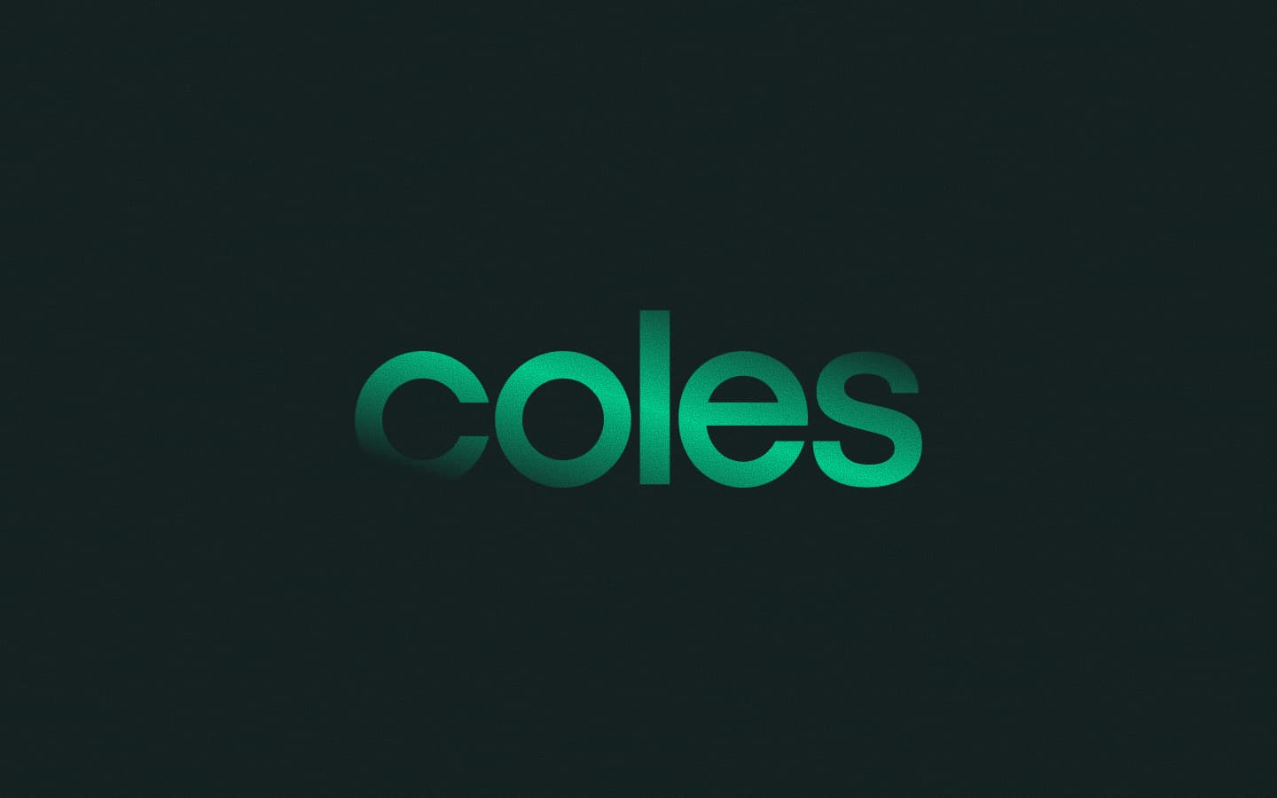 Coles wordmark logo in green gradient on a dark background